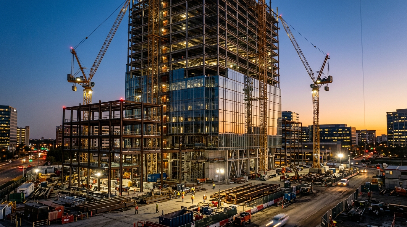 Commercial construction skyline and structural engineering